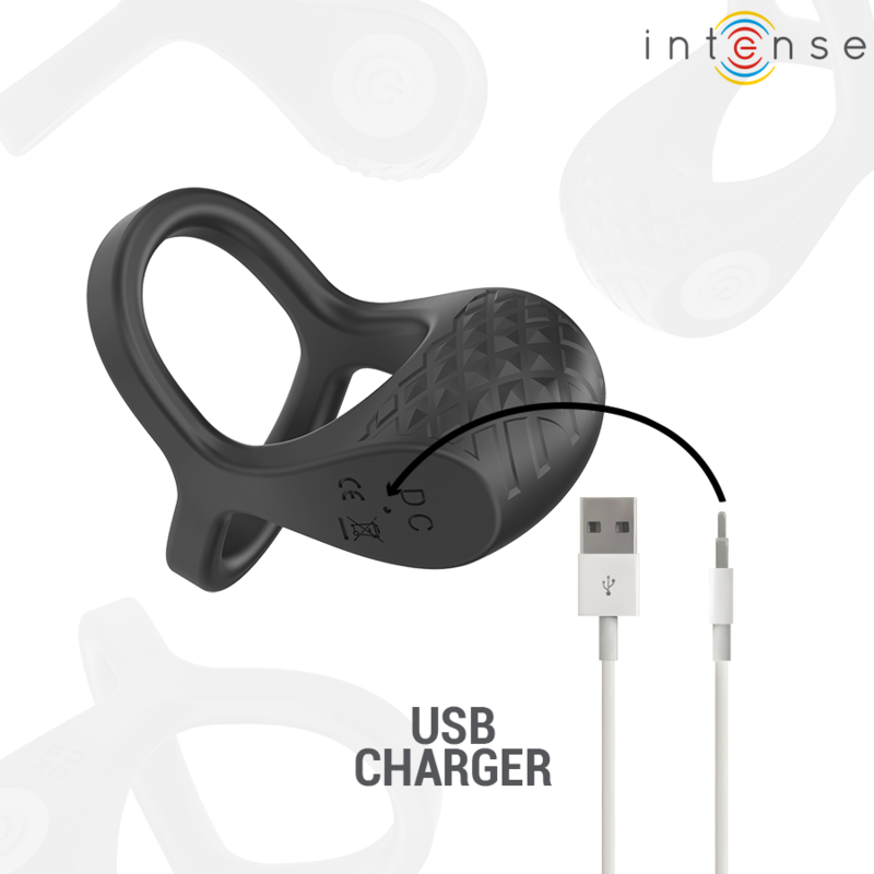 Intense - Alex Vibrator Double Penis Ring 10 Vibrations Black