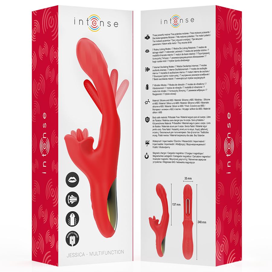 Intense - Jessica Multifunction Vibrator Clitoris Stimulation 24.8 Cm Red