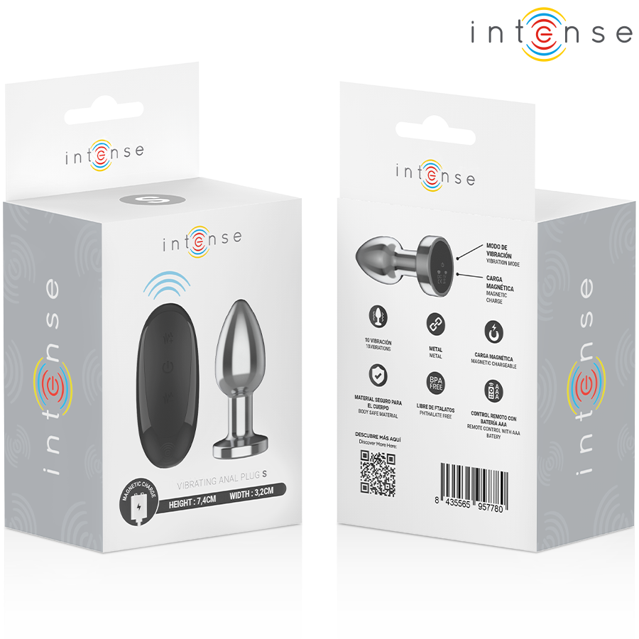 Intense - Anal Plug 10 Vibrations Metal With Remote Control S