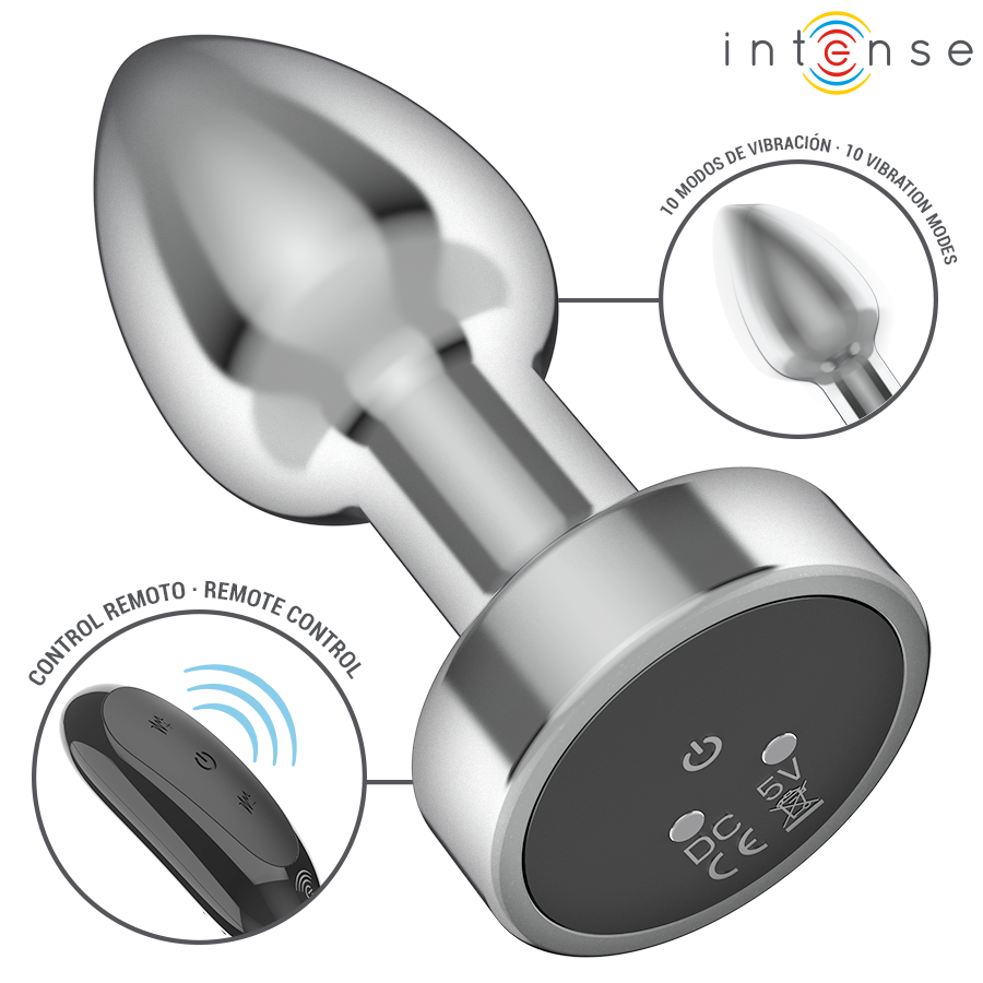 Intense - Anal Plug 10 Vibrations Metal With Remote Control S