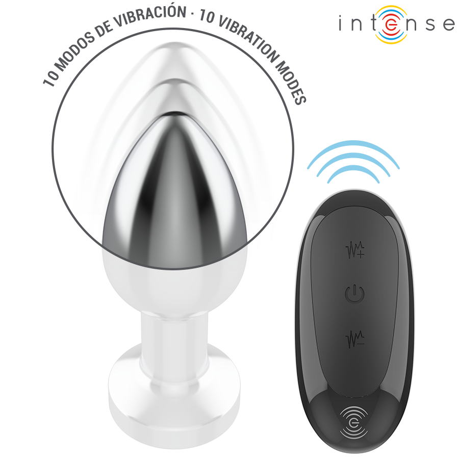 Intense - Anal Plug 10 Vibrations Metal With Remote Control M