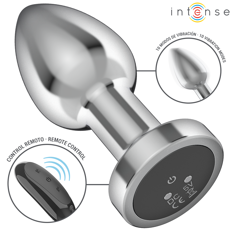 Intense - Anal Plug 10 Vibrations Metal With Remote Control M