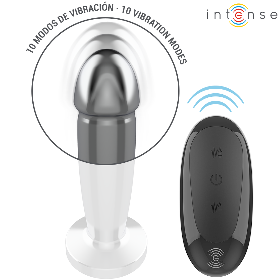Intense - Anal Plug 10 Vibrations Metal Dildo With Remote Control S