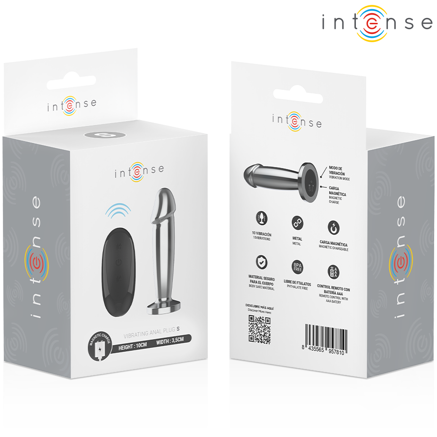 Intense - Anal Plug 10 Vibrations Metal Dildo With Remote Control S