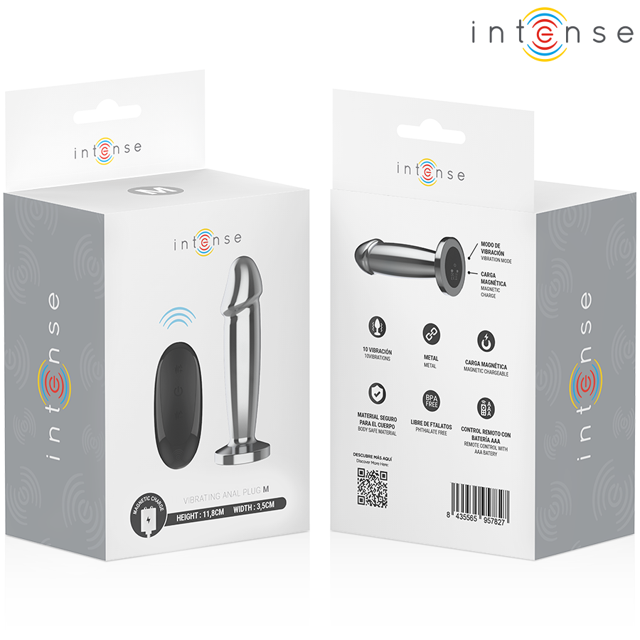 Intense - Anal Plug 10 Vibrations Metal Dildo With Remote Control M