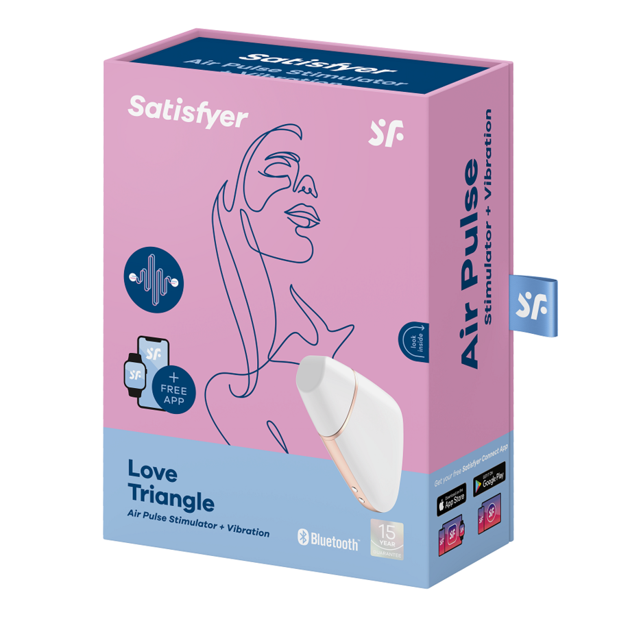 SATISFYER - LOVE TRIANGLE AIR PULSE STIMULATOR & VIBRATOR WHITE