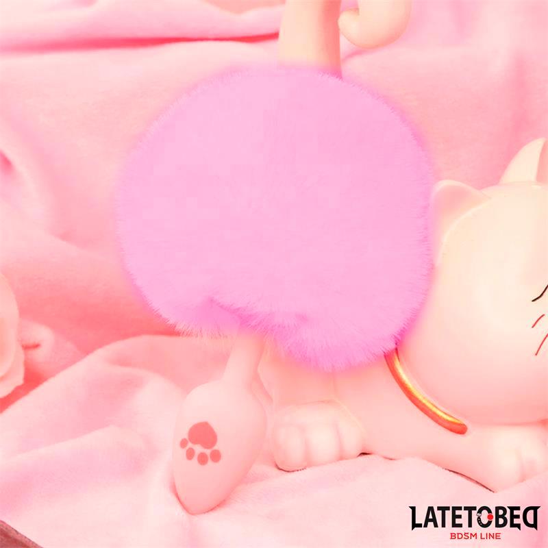 Pink Silicone Anal Plug with Pompon Pink